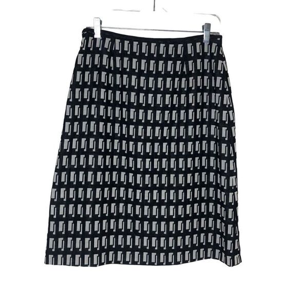 Laurel Light Gray and Black Wool Geometric Design Straight Skirt - Picture 1 of 12